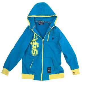 Saga Cut & Sew Graphic Zip Hoodie Blue Yellow XL